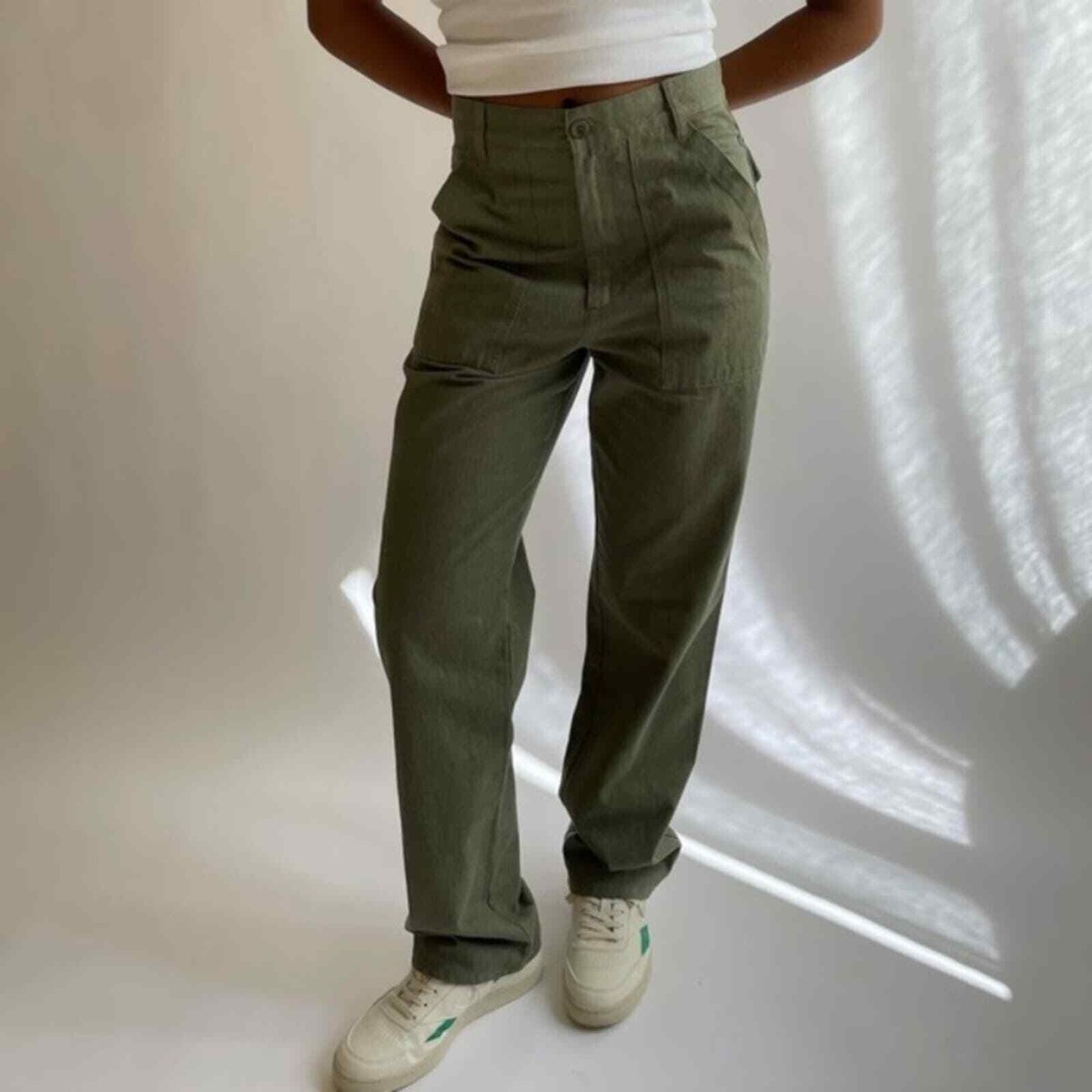 Djerf Avenue Pants Go To Cotton Straight Leg in Green | eBay Djerf Avenue Pants Go To Cotton Straight Leg in Green | eBay