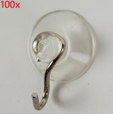 Mini 3/4" Glass Window Clear Suction Cups with Metal Hooks - Signs/Decor 100 PCS