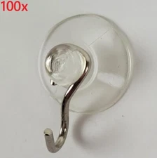 Mini 3/4" Glass Window Clear Suction Cups with Metal Hooks - Signs/Decor 100 PCS