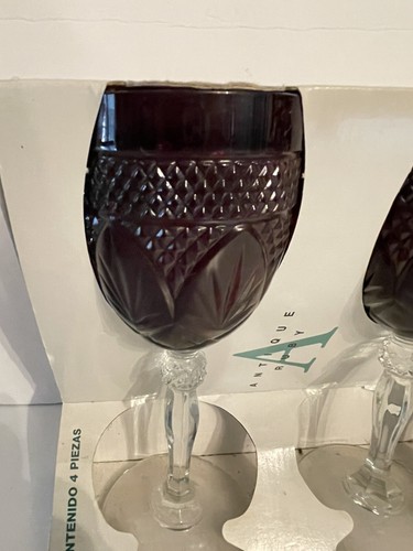 Luminarc Antique Ruby Red 10oz Goblets Water Wine Stem Goblet Brand New - Picture 2 of 3