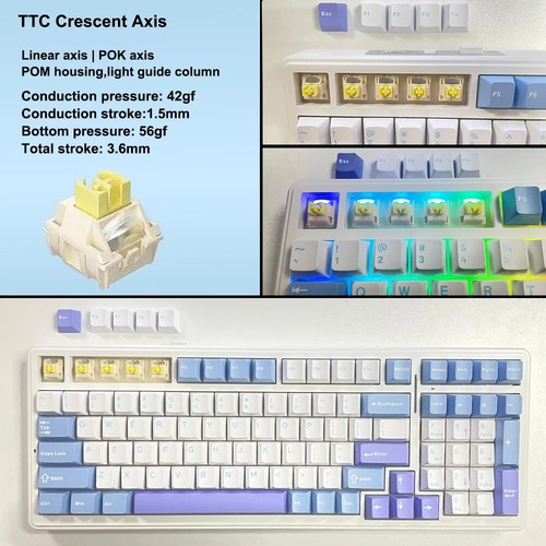 Gaming Mechanical Keyboard Three Mode 2.4g Wireless Bluetooth Wired Hot Swap PBT - Picture 5 of 24