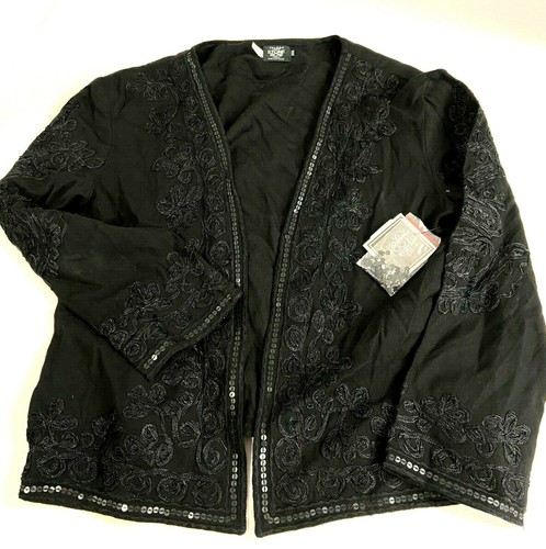 $95 Volcom Stone Wild Black Sequin Embroidered Jacket Black NWT Size S, M, L - Picture 3 of 10