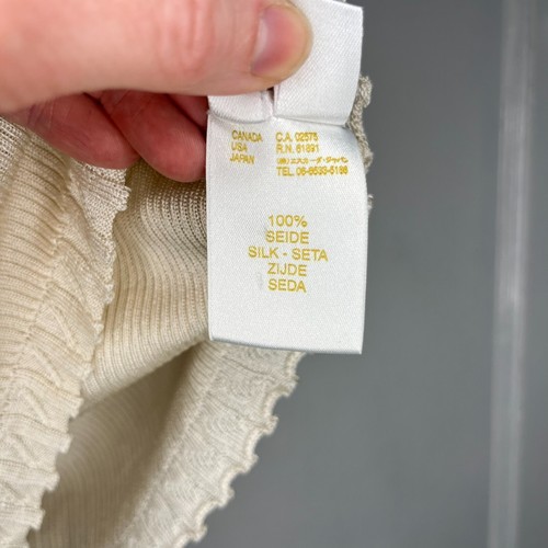 Escada Women Tank 40 Small Ivory Cream Silk Rib Knit Round Neck Italian Designer - Picture 17 of 17