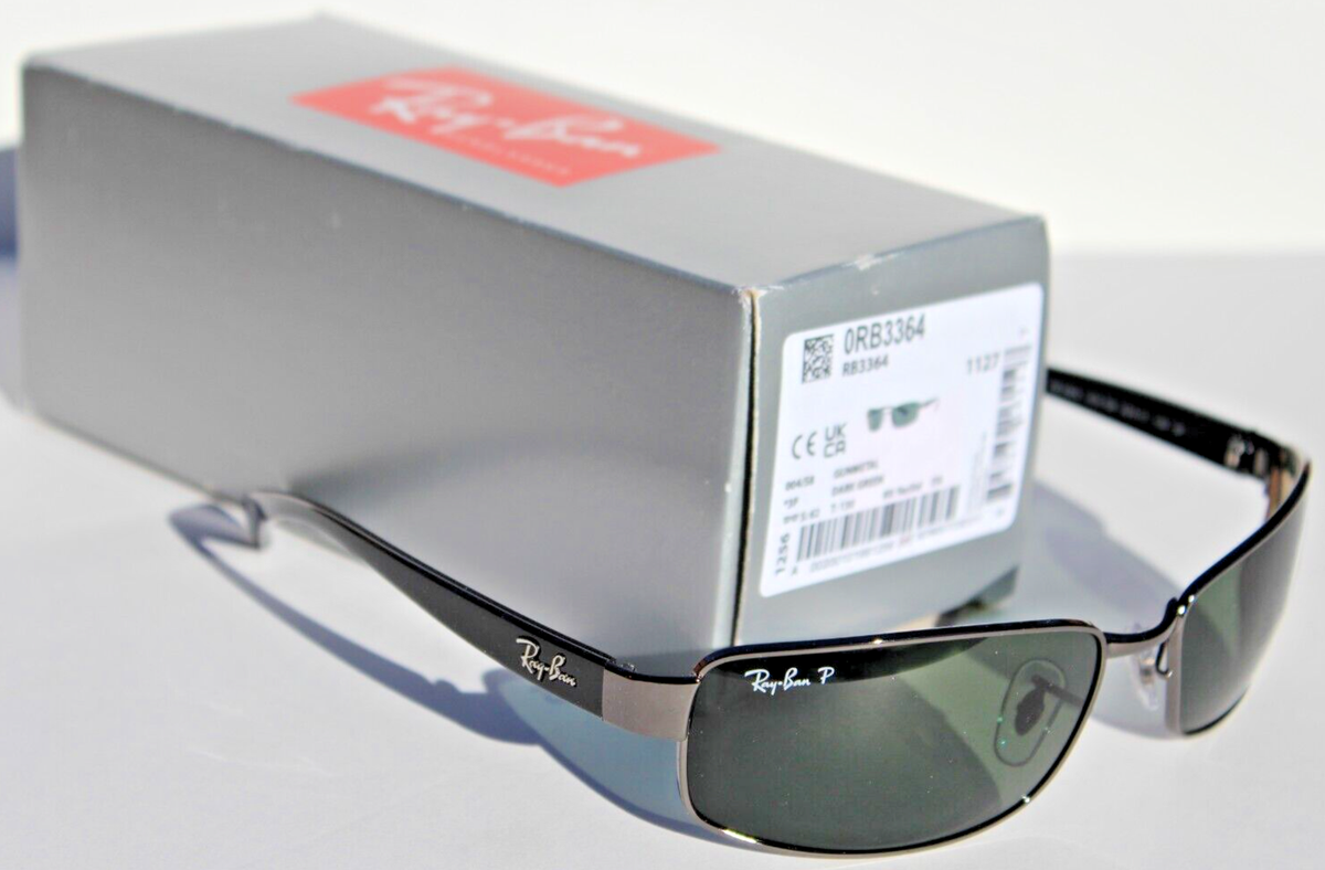 美品Ray-Ban rb3364ブラックフレームグリーンレンズサングラスケース付 RAY-BAN RB3364 POLARIZED Sunglasses Gunmetal/Dark Green 004