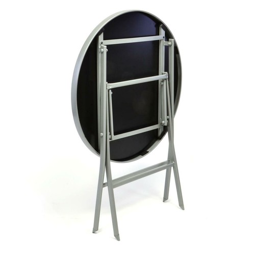 Bistrotisch mit Glasplatte klappbar Terrassentisch Gartentisch Ø 70 cm silber - Bild 7 von 7