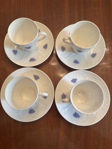 4 Royal Gustavsberg Cocoa Demitasse Cup Saucer Blo Blom Chelsea Grape Sprig - Picture 8 of 15