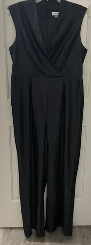 CALVIN KLIEN womens overlap sleeveless jumpsuit charcoal size 14 - Picture 1 of 5