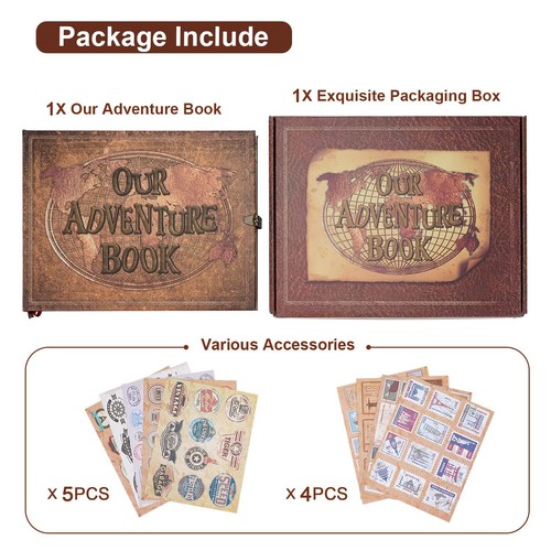 Our Adventure Book 180 Pages Scrapbook Photo AlbumRetro Embossed Letter Leath... - Bild 6 von 9