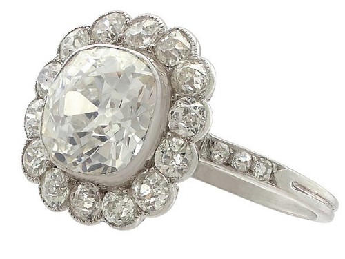 Antique 4.47 ct Diamond and Platinum Cluster Ring, 1910s, Size N 1/2 - Picture 4 of 9