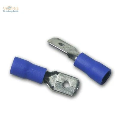 WORLD-TRADING-NET 100 terminales de cable conector plano azul 6,3 x 0,8 mm para conector de zapata de cable de 1,5-2,5 mm²