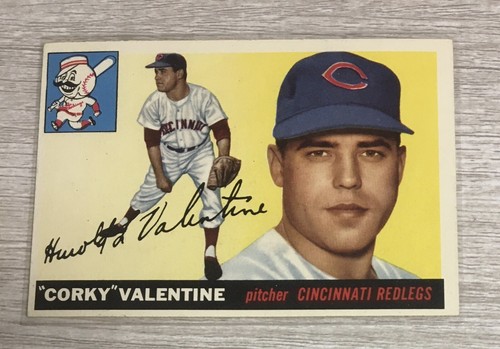 1955 Topps #44 CORKY VALENTINE Cincinnati Red Redlegs NM Vintage V4A