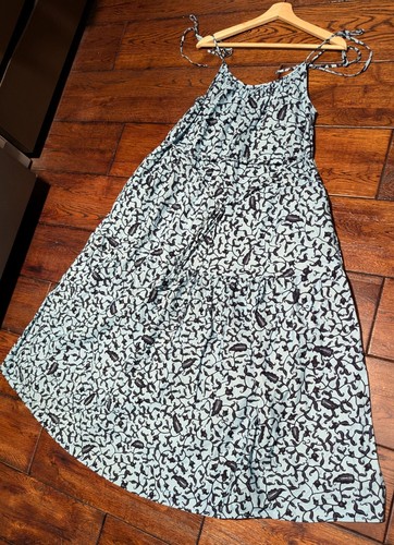 YESAET Sleeveless Cotton Blue Maxi Dress w/ Front Pockets & Side Slits Size S/M - Picture 8 of 18