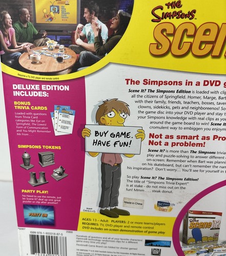 The Simpsons Deluxe Seen It The DVD Game New Open Box Trivia Game With Real Clip - Picture 6 of 9