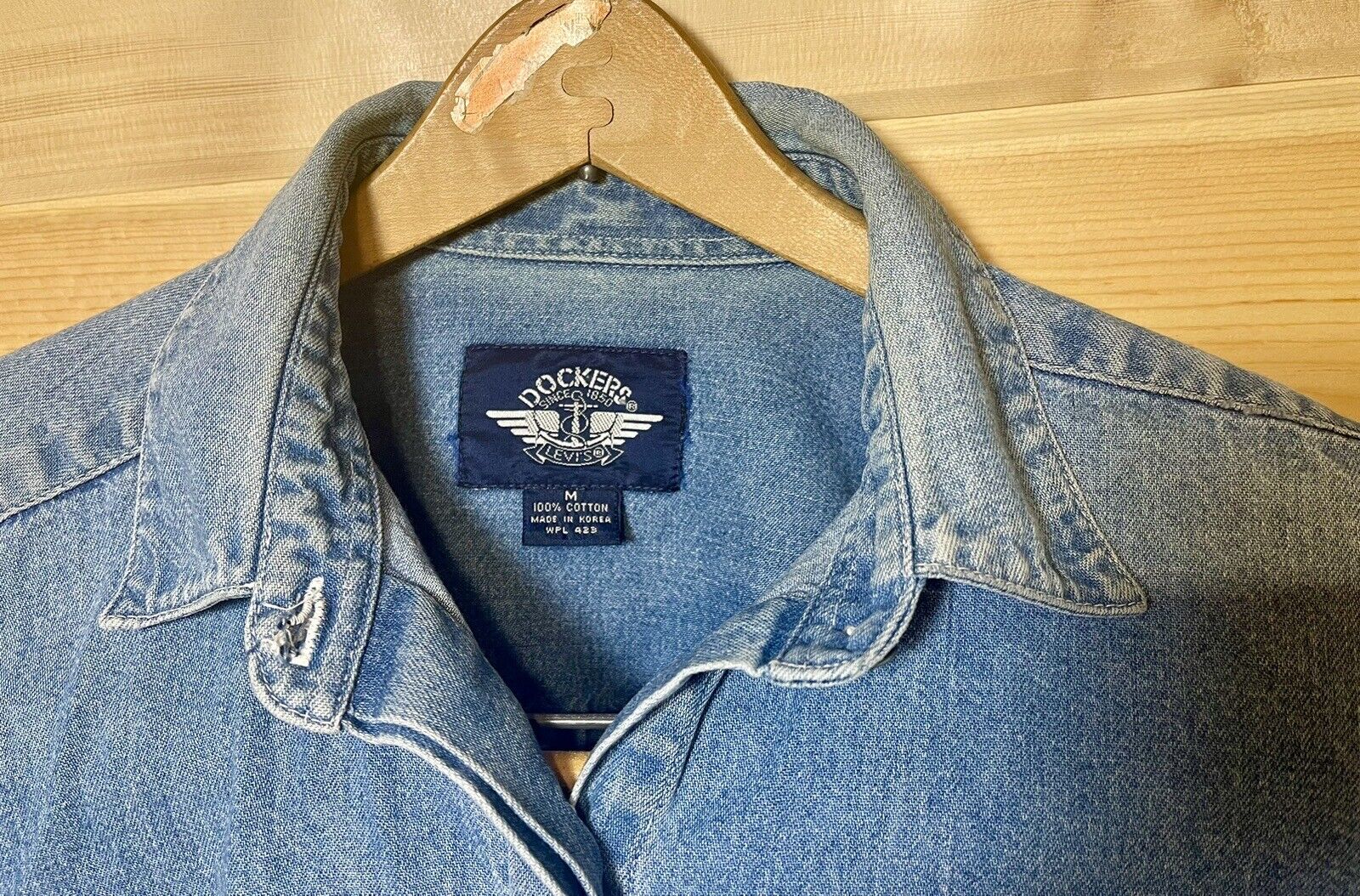 Vintage 90s Dockers Levi’s Denim Shirt Women’s Me… - image 7