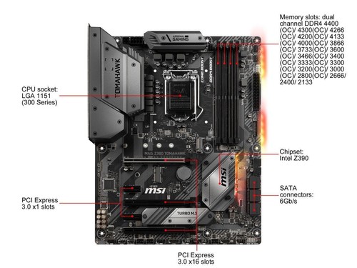MSI MAG Z390 TOMAHAWK LGA 1151 (300 Series) Intel Z390 ATX Intel Motherboard - Picture 2 of 6