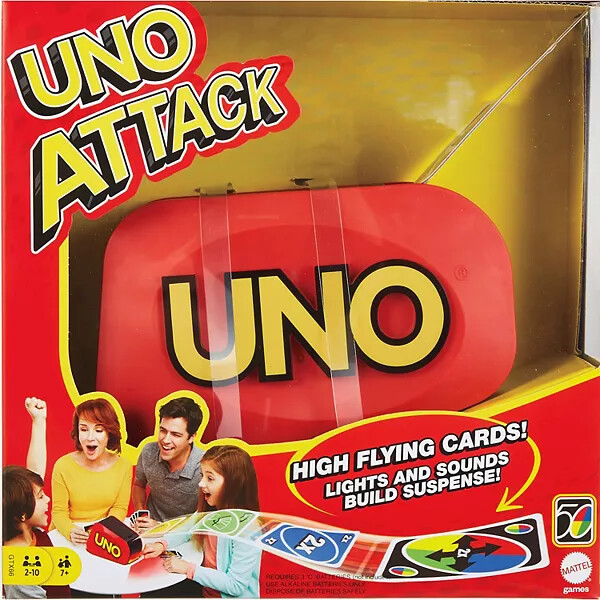 UNO Attack Card Game for Family Night with Card Launcher Featuring Lights &  Sounds 