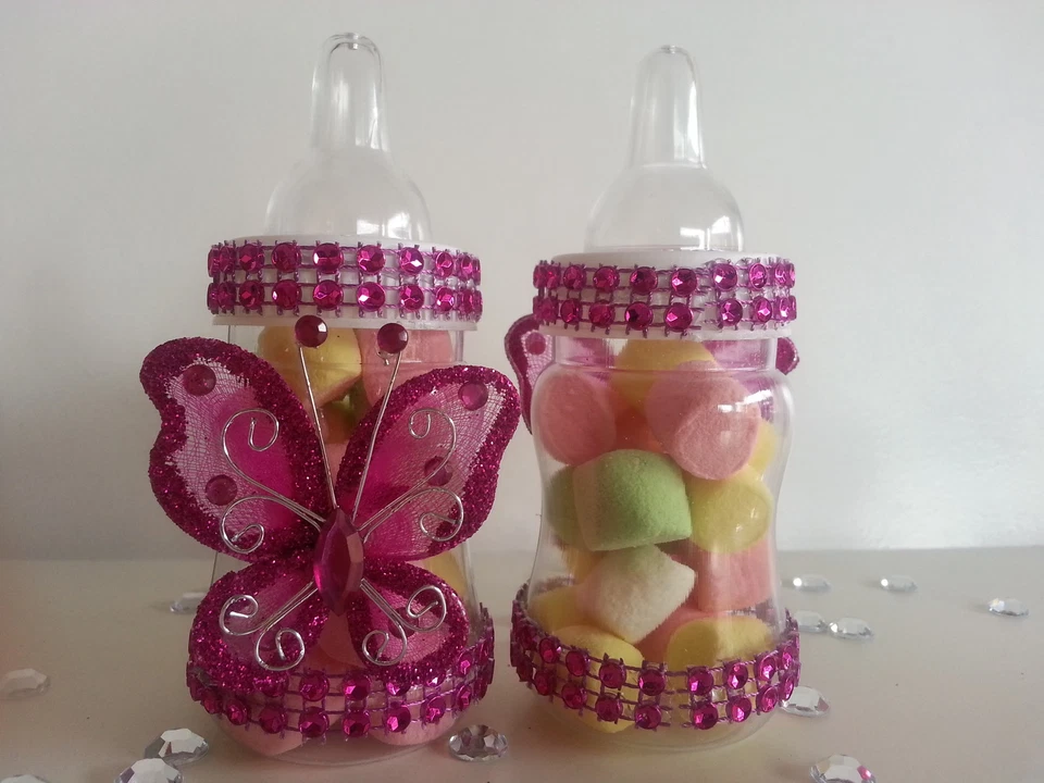 12 mamadeiras borboleta preenchíveis magenta para chá de bebê prêmios decorações para meninas - Imagem 2 de 4