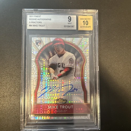 Mike Trout Topps Finest X-Fractor 58 /299 Autograph BGS 9, Perfect Auto 10 