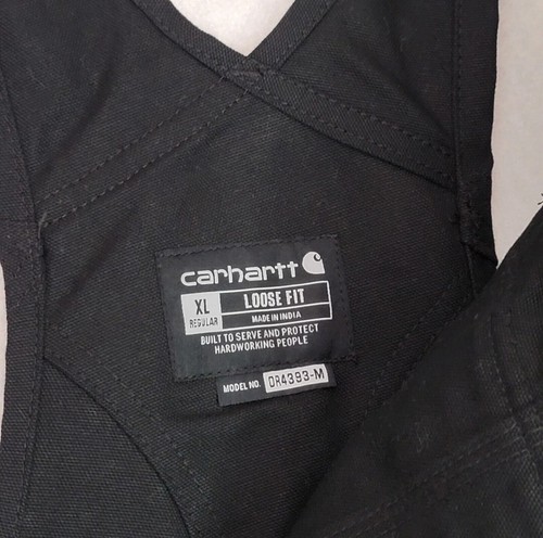 CARHARTT Loose Fit Insulated Bib Overalls MENS XL BLACK FIRM Duck Lined WORK NWT - 第 3/7 張圖片