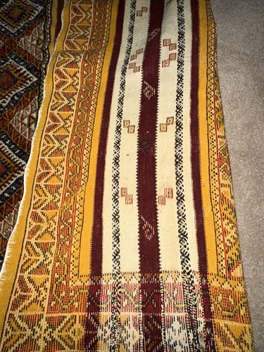 Geometrischer Marokkanischer Teppich Handarbeit Berber Rot Orange Rug ca. 8x5 FT Wollteppich - Bild 7 von 11