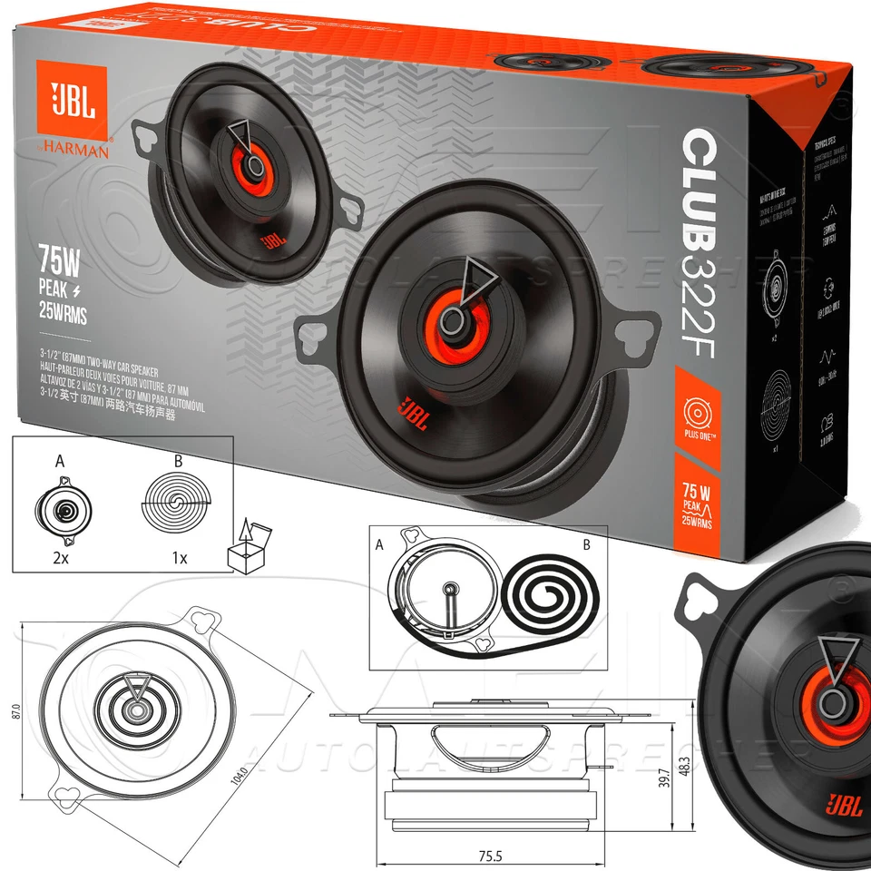 JBL LAUTSPRECHER für VW GOLF II / 2 1983-1992 Armaturenbrett Front 75W 87 #BALY - Bild 3 von 4