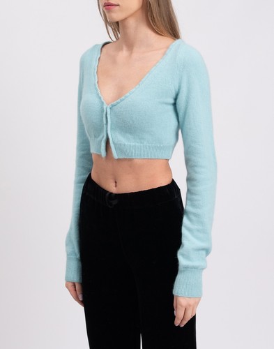RRP€170 SEMICOUTURE Cropped Cardigan Size S Angora Wool Blend Made in Italy - Picture 5 of 8