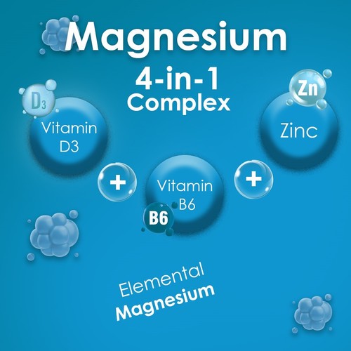 Magnesium Complex 4 in 1 with Vitamin B6 + D3 + Zinc 28 Capsules Men & Women - Picture 4 of 9