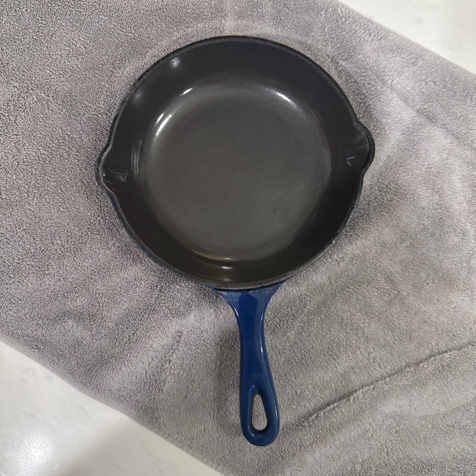 Le Creuset #20 Cast Iron Blue Enameled 7 1/2" Skillet Frying Pan Made France