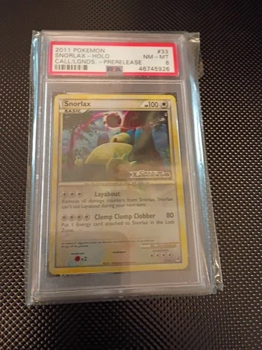 Pokémon Snorlax Holo Prerelease Stamp 33/95 Call of Legends PSA 8
