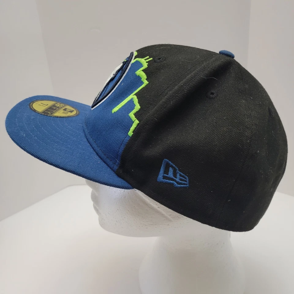 Minnesota Timberwolves 59FIFTY New Era Fitted Hat 7 3/4 Blue Black Skyline Logo - Image 3 of 4