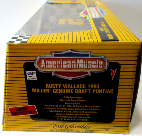 Rusty Wallace 1993 - Pontiac Grand Prix - 1/18 Scale Die Cast Metal, Miller - Picture 4 of 6