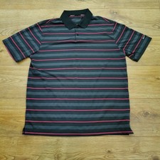 Nike Golf Polo Shirt Mens L Large Black Striped Dri Fit Tour Performance