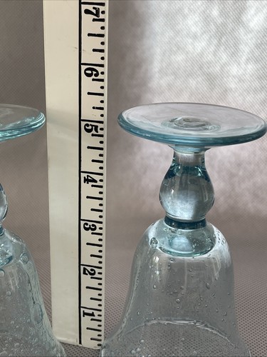 LA VERRERIE DE BIOT IN FRANCE BLUE BUBBLE GLASS Wine GOBLET 5.25” Lot Of 4 - Picture 7 of 9