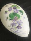 Antique Victorian Milk Glass Egg Hand Painted Violet Flowers VTG Easter Decor