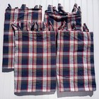 Louis Hornick Tab Top Curtain Panels Set of 4 Curtains Navy Blue Country Plaid