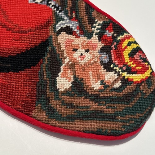LL Bean Nadelspitze Wollstrumpf Santa Teddybär rot bestickt mit Brian - Bild 9 von 10