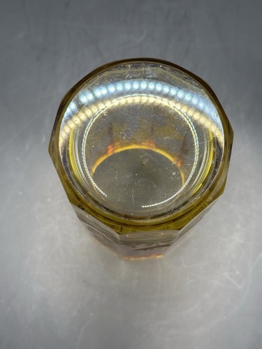 Antique 1900's Moser Wheel Carved Bohemian Rich Amber Glass Dear Goblet 5” Tall - Picture 5 of 5