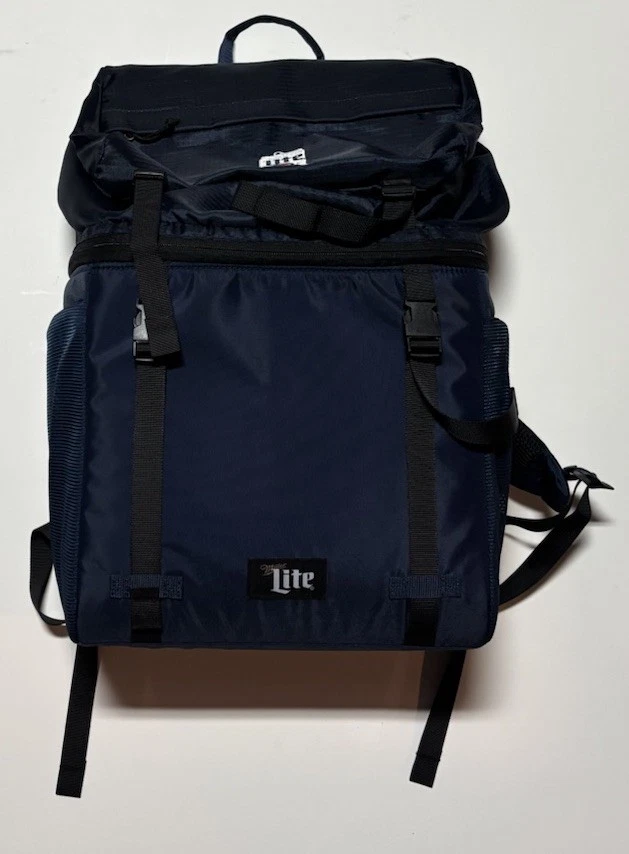 Miller Lite Insulated Cooler Backpack Bag Navy Blue Beverage Beer Travel Camping