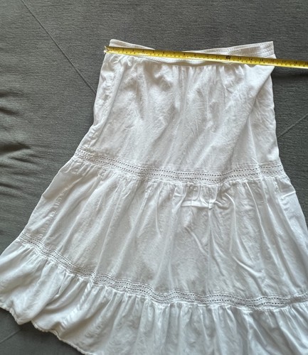 Old Navy M White Eyelet Lace Ruffle Flare Short Lined Skirt Elastic Waist - Picture 6 of 9