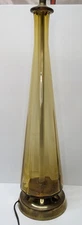 VTG MCM Blenko Yellow Glass Bottle Shape Lamp Light 33" Tall w/ Harp