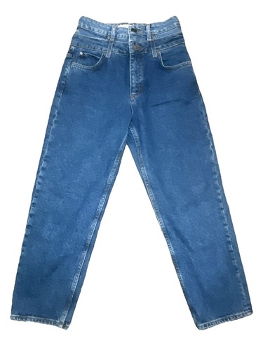 Pantalones de mezclilla para mujer Sandro Paris cintura doble tiro alto pierna recta talla 34 - Imagen 1 de 6