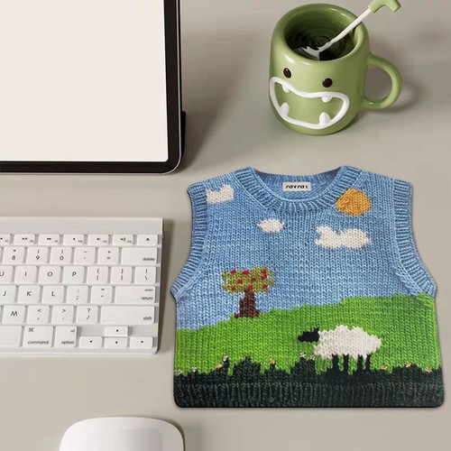 Creative Cute Sweater Printed Mouse Pad Anti-slip Thickened Keyboard Mice Mat - Photo 6/20