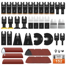 152pc Oscillating Multi Tool Blades Curved Saw Metal Wood Sandpaper Complete Kit