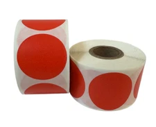Zebra / Rollo 1.5" Round Direct Thermal Red Labels 1" Core Adhesive 4 RLS 500 EA
