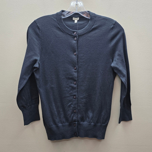 J. Crew Neu mit Etikett Damen klassischer Strick Cardigan Pullover 3/4-Ärmel anthrazit Größe Small