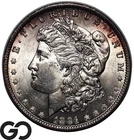 1891 Morgan Silver Dollar Coin, Very Attractive Gem BU++