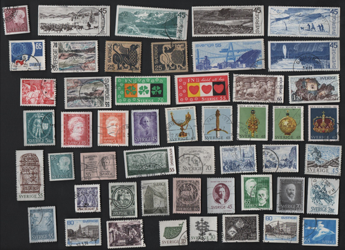 Schweden (Sverige) , 50 verschiedend Briefmarken gestempelt, Lot