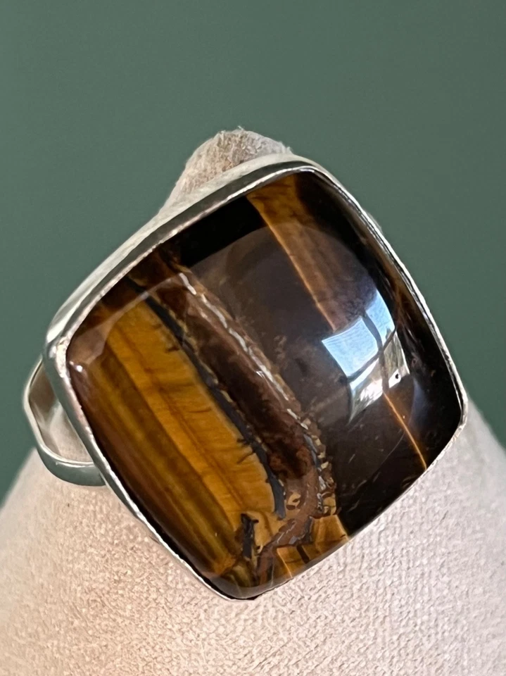 Hermoso anillo de ley marcado ojo de tigre talla grande 10,25 para hombre Foto 2 de 4