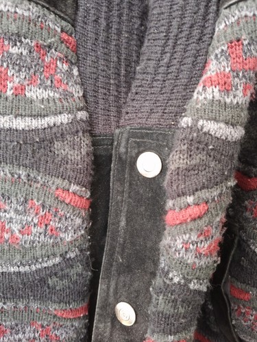 Vintage Coogi Style Suede Knitted Jacket Over Coat Thick 90s XL Celio - Picture 8 of 24