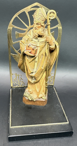 ANRI St Patrick Saint Wood Carved Figurine 6.5" Tall Vintage - Picture 1 of 12